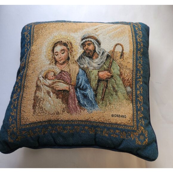 Vintage Riverdale Religious Pillow With Holy Family Design By Giordano - Picture 1 of 5